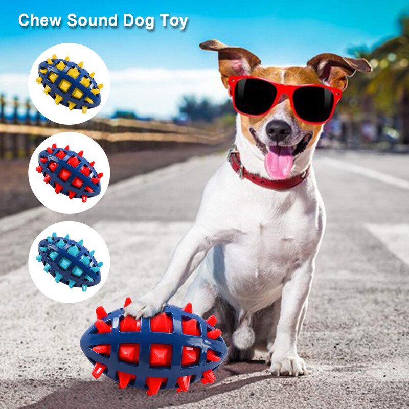 Pīkstoša kucēnu bumbiņu rotaļlieta Interaktīva gumijas ērta suņa radoša lolojumdzīvnieku bumba zobu tīrīšanai Spēlējot Chewers tpr sound foot