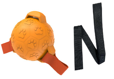 Играчка футболна топка за кучета ATUBAN с ремъци: интерактивна гумена играчка за вода, идеален подарък за кучета, подходяща за дърпане на въже и игра на открито