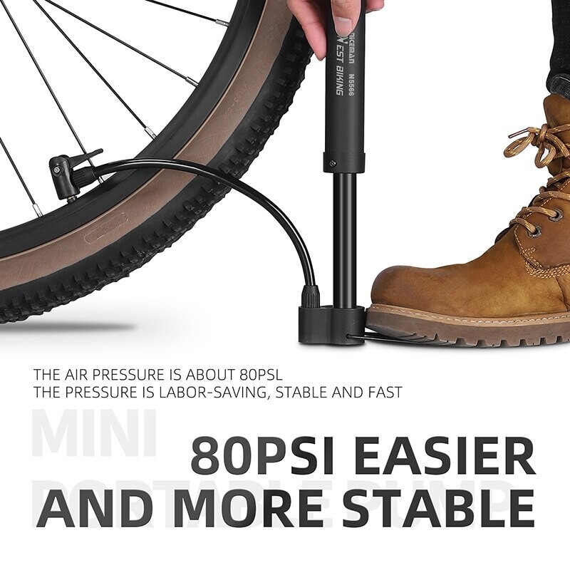 WEST BIKING Velosipēdu sūknis 80 PSI MTB šosejas velosipēda manuālais gaisa sūknis Balons Riepu piepūtējs Schrader Valve Grīdas sūknis Riteņbraukšanas piederumi