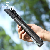 WEST BIKING Pārnēsājams MTB šosejas velosipēda sūknis 120 PSI manuālais gaisa sūknis ar spiediena mērītāju, grīdas sūknis, riepu piepūtējs, riteņbraukšanas piederumi