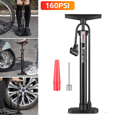 Pompă de aer pentru bicicletă 160PSI Pompă portabilă pentru bicicletă din oțel inoxidabil de înaltă presiune, umflator cu supapă Schrader Presta, accesoriu MTB pentru bicicletă de drum