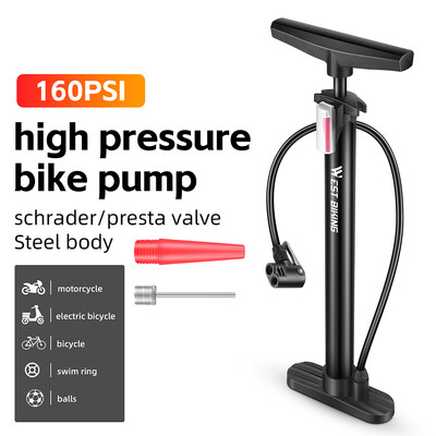 Velosipēda gaisa sūknis 160PSI augstspiediena pārnēsājams nerūsējošā tērauda velosipēda sūknis Schrader Presta vārstu piepūšamais MTB šosejas velosipēda piederums
