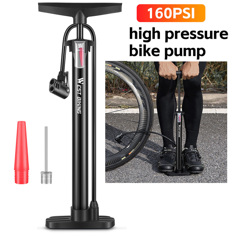 Velosipēda gaisa sūknis 160PSI augstspiediena pārnēsājams nerūsējošā tērauda velosipēda sūknis Schrader Presta vārstu piepūšamais MTB šosejas velosipēda piederums