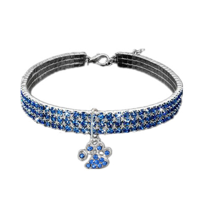 Нашийник за кучета с лапи, кристали, котешки нашийник, регулируем размер на врата 20CM ~ 30CM за малки, средни кучета, котки, чихуахуа, аксесоари за кучета