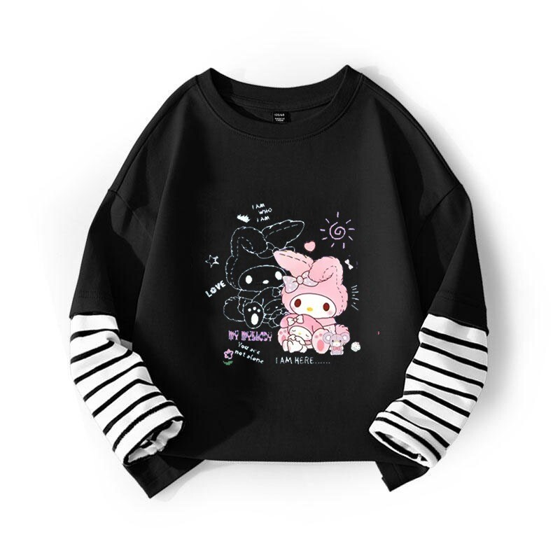 Pavasariniai ir rudeniniai vyriški ir moteriški marškinėliai su cinamono spalvos piešiniais, vaikiški universalūs padirbti dviejų dalių marškinėliai, vidutiniai ir dideli vaikiški drabužiai