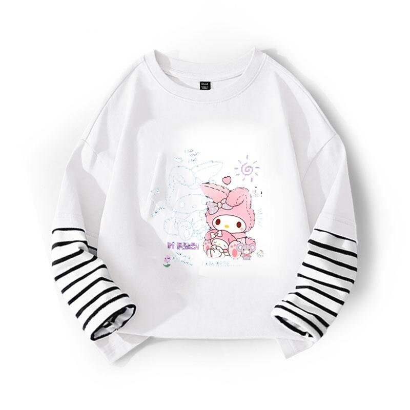 Pavasariniai ir rudeniniai vyriški ir moteriški marškinėliai su cinamono spalvos piešiniais, vaikiški universalūs padirbti dviejų dalių marškinėliai, vidutiniai ir dideli vaikiški drabužiai