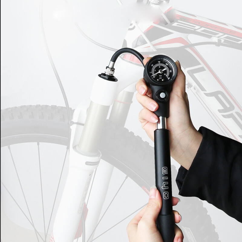 GIYO GS-41E MTB velosipēda riepu sūknis un amortizatora sūknis 300PSI augstspiediena mērinstrumentam dakšai un aizmugurējai balstiekārtai ar stiprinājuma kronšteinu