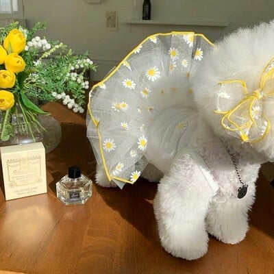 Vasaras suņu kleitas kucēnu apģērbi Jauki margrietiņas princeses svārki Čivavas bišons suns atvēsinošs kostīms mājdzīvnieku apģērbs suņiem Kaķu kleitas