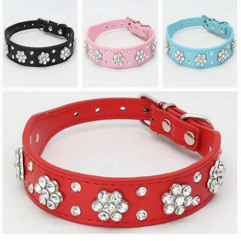Rhinestone PU kožna ogrlica za pse Bling Slatka za male srednje pse Chihuahua