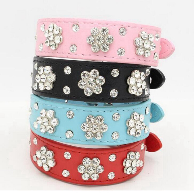 Rhinestone PU kožna ogrlica za pse Bling Slatka za male srednje pse Chihuahua