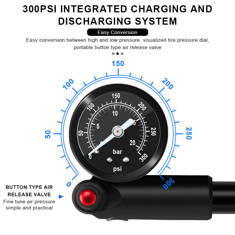 Велосипедна помпа с манометър Преносима ръчна помпа за въздушни гуми с високо налягане Велосипедна въздушна амортисьорна помпа за вилица Schrader Presta Valve AV FV