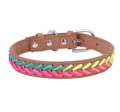 Pītas dizaina suņu kaklasiksnas, mīkstas zamšādas maziem un vidējiem suņu mājdzīvnieku kucēnam čivava