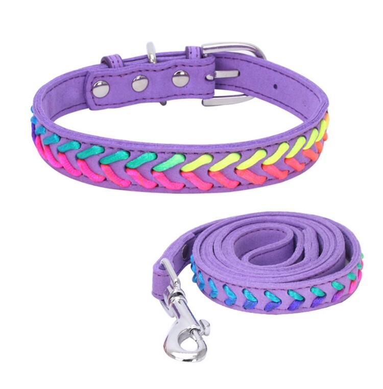 Pītas dizaina suņu kaklasiksnas, mīkstas zamšādas maziem un vidējiem suņu mājdzīvnieku kucēnam čivava