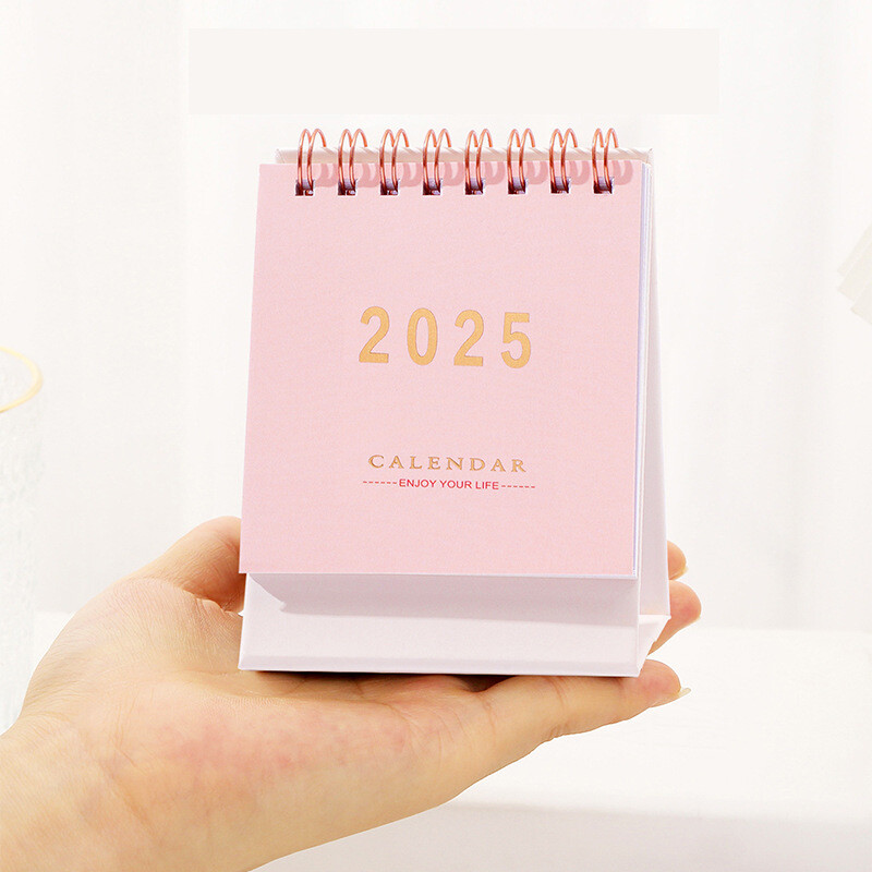 2025. gada versija angļu valodā mini galda kalendārs karstā štancēšana pārnēsājams pārrobežu mazs kalendārs vienkāršs vienkrāsains mazs galda kalendārs Morandi