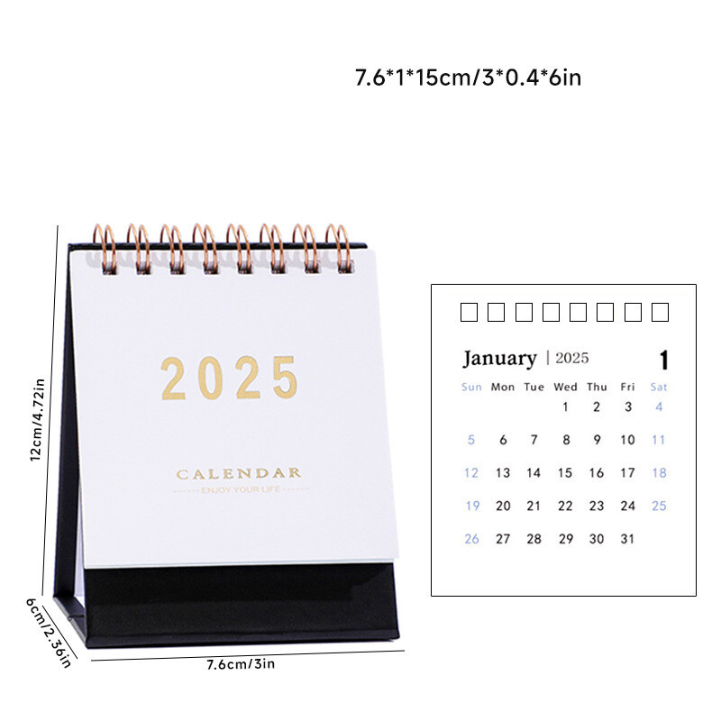 2025. gada versija angļu valodā mini galda kalendārs karstā štancēšana pārnēsājams pārrobežu mazs kalendārs vienkāršs vienkrāsains mazs galda kalendārs Morandi