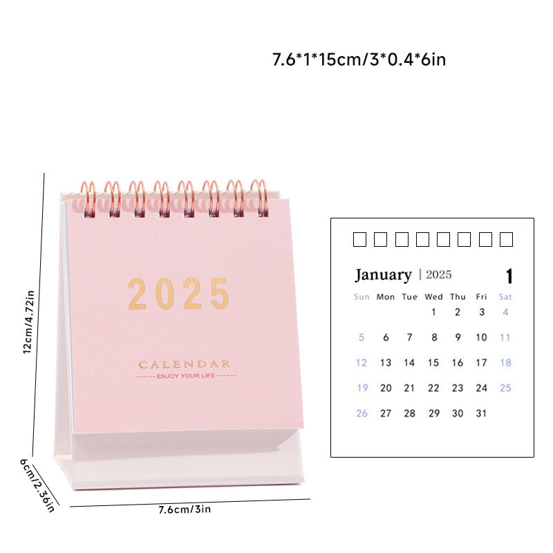 2025. gada versija angļu valodā mini galda kalendārs karstā štancēšana pārnēsājams pārrobežu mazs kalendārs vienkāršs vienkrāsains mazs galda kalendārs Morandi