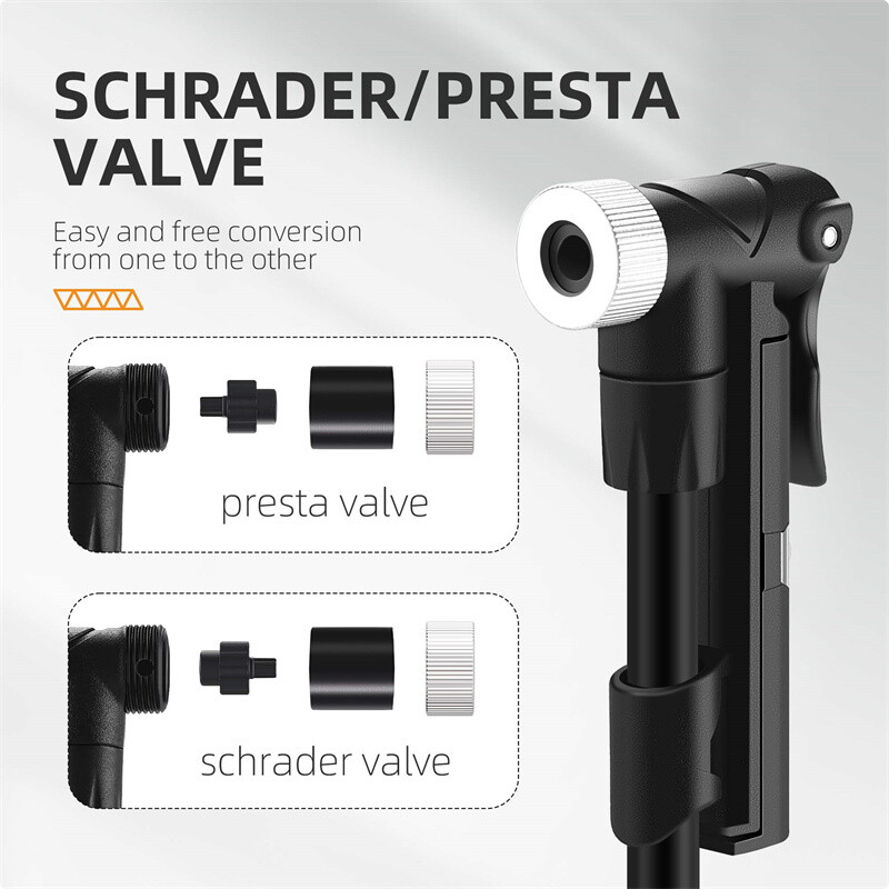 WEST BIKING velosipēda sūknis, mini pārnēsājams 120 PSI MTB šosejas velosipēdu rokas sūknis priekš Schrader Presta Valve riteņbraukšanas riepu gaisa piepūšanas