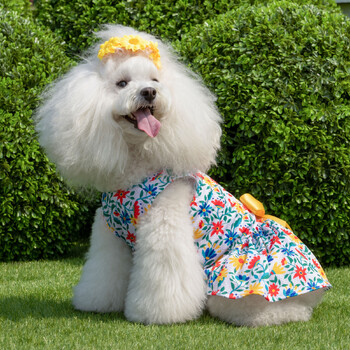 CuteBone Dog Dress Летни дрехи за кучета Момиче Puppy Skirt Outfit Дрехи за домашни любимци за малки кучета