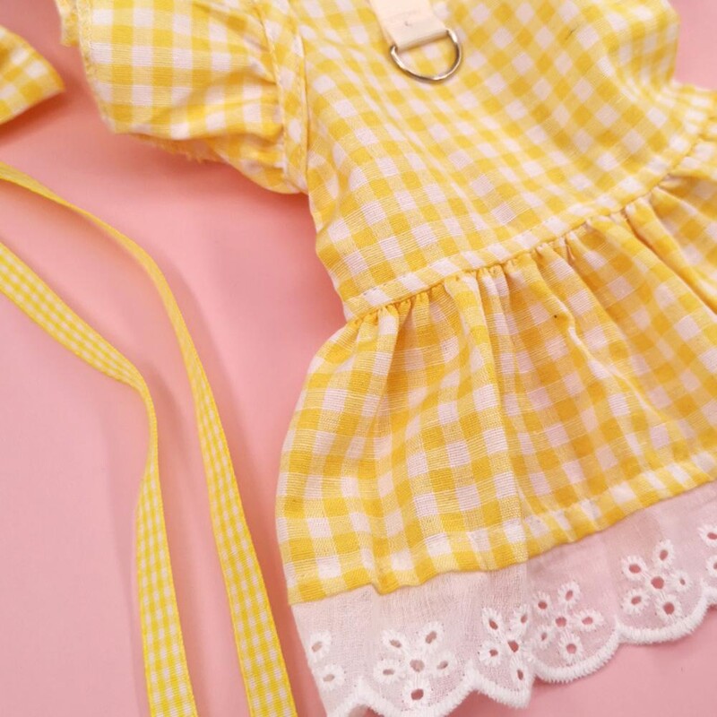 1 komplekts mājdzīvnieku princeses kleita, mežģīnes, savārstījums, ērta kvadrātveida apkakle, volānveida piedurkne, rūtains apdruka, kucēns, suns, svārki, mājdzīvnieks, apkakle