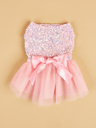 Mājdzīvnieku kleitas suns princeses auduma flitera Bowknot kucēnu kleitas ar tilla suņu kaķēnu kostīmu