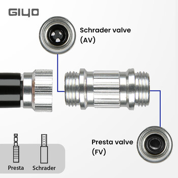 Φορητή αντλία ποδηλάτου Giyo 120psi Κρυφός σωλήνας σχεδίασης Mini Bike Tire Inflator MTB Road Bike Schrader Presta Valve Hand Air Pump