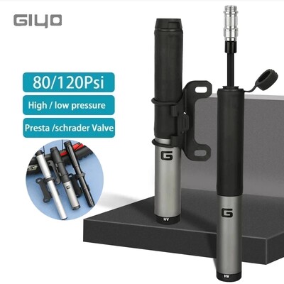 Giyo 120psi pārnēsājamais velosipēda sūknis, slēptās šļūtenes dizaina mini velosipēdu riepu piepūtējs MTB šosejas velosipēda Schrader Presta Valve rokas gaisa sūknis