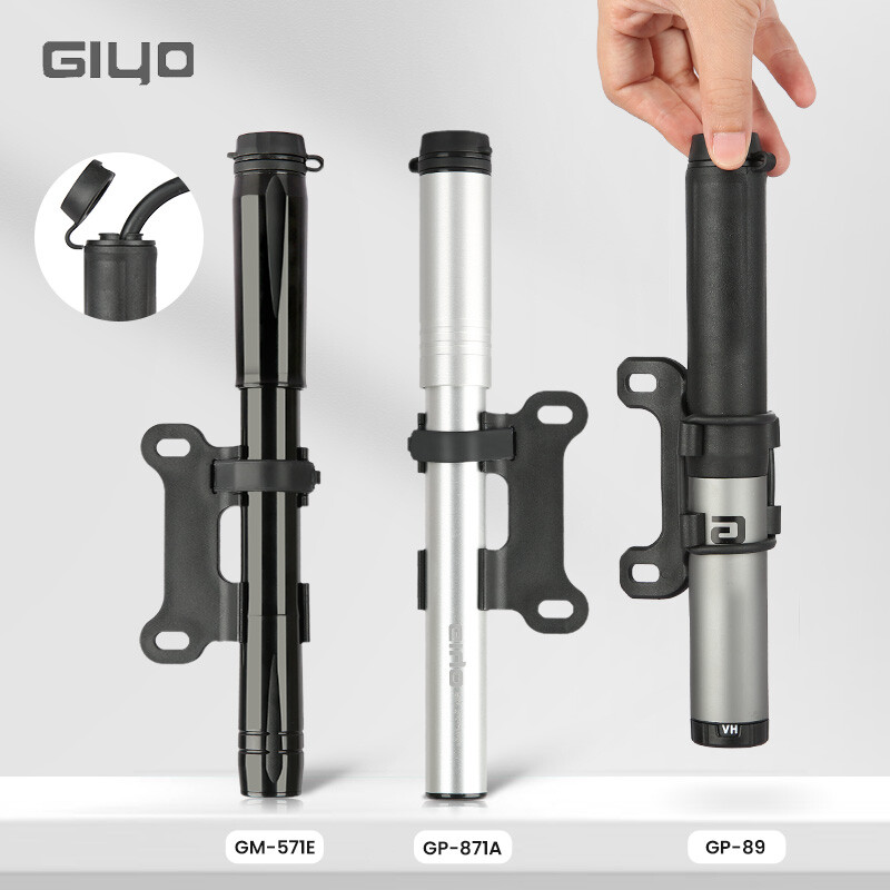 Giyo 120psi pārnēsājamais velosipēda sūknis, slēptās šļūtenes dizaina mini velosipēdu riepu piepūtējs MTB šosejas velosipēda Schrader Presta Valve rokas gaisa sūknis