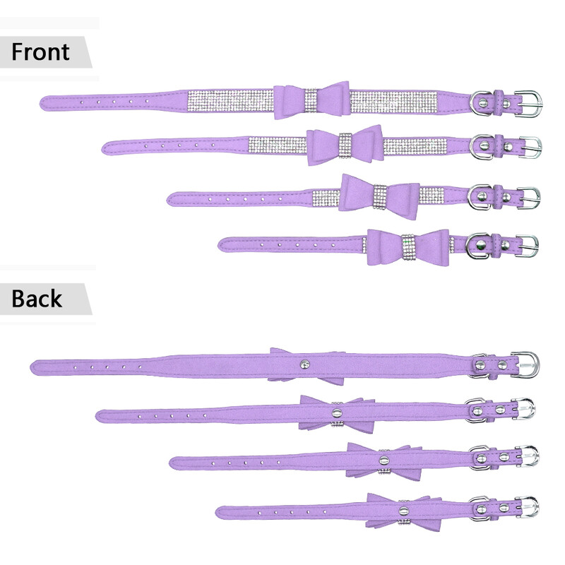 Mazi un vidēji Bling Rhinestone zamšādas ādas tauriņu aksesuāri suņu kaklasiksna Regulējama mājdzīvnieku kucēnu kaķēnu mopsa kaklarotas kaklasiksnas