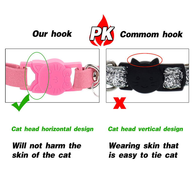 Zamšādas ādas kaķu kaklasiksna Bling Rhinestone Cats kaklasiksnas ar zvana drošību Breakaway mājdzīvnieku kucēnu kaklarota regulējama XS S rozā mīksta