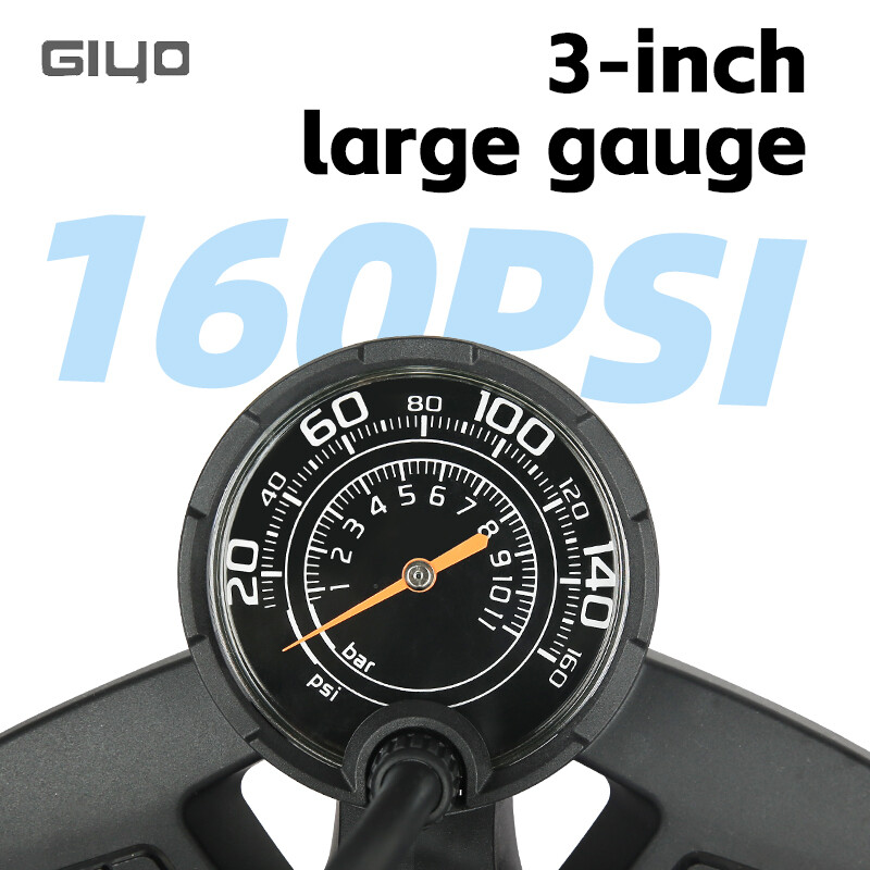 GIYO 160PSI velosipēda grīdas sūknis MTB šosejas velosipēda manuālais gaisa sūknis balons Presta Schrader vārsta riepu piepūšanas iekārta ar 3 collu mērinstrumentu