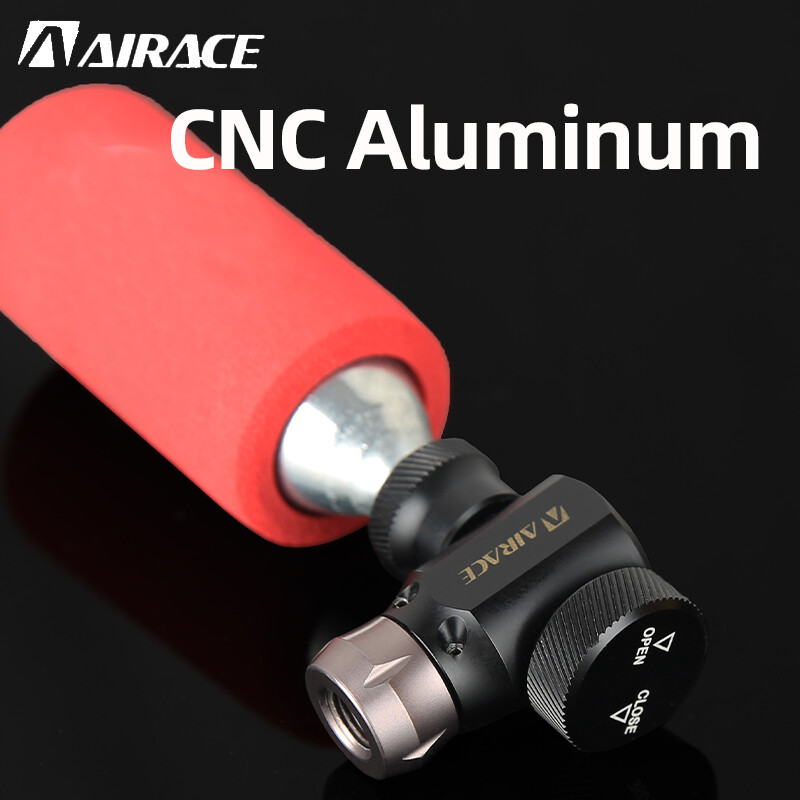 AIRACE mini velosipēda CO2 sūkņa pārnēsājamais riepu piepūtējs priekš Schrader Presta adaptera MTB šosejas velosipēda alumīnija sakausējuma automātiskais sūknis