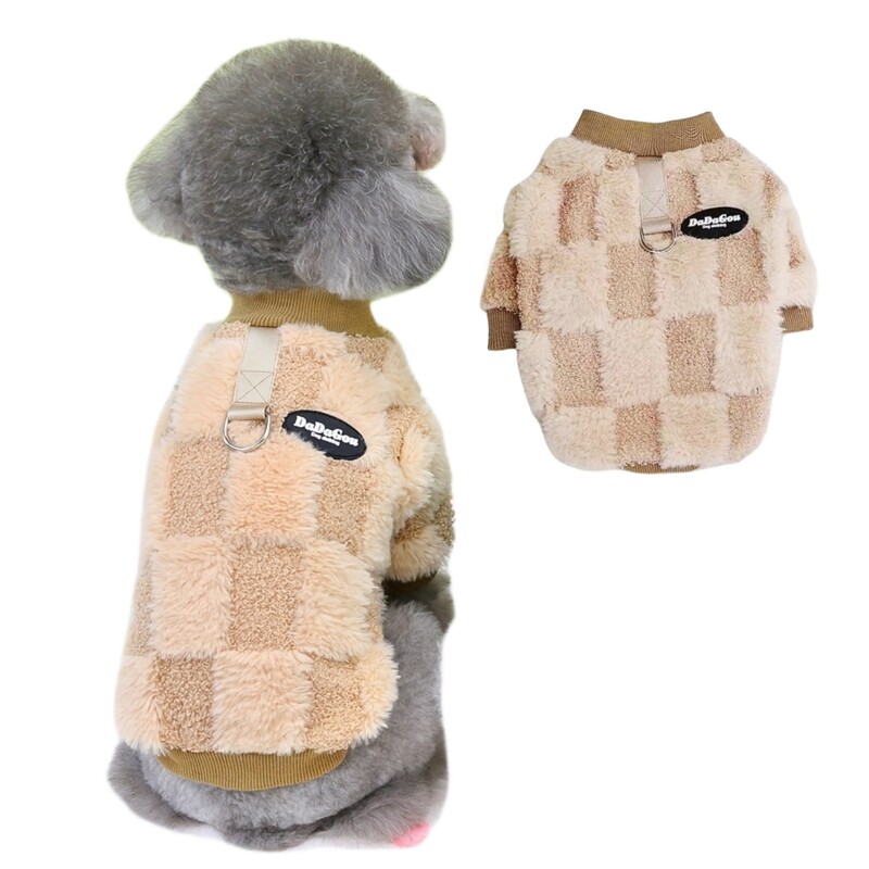 Mīksts, ērts suņu apģērbs Ziemas silts flīsa kostīms rudens mīlīgs rūtains raksts mājdzīvnieku kaķa kucēna apģērbs