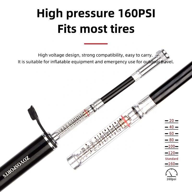 Pumpa za bicikle s mjeračem odgovara Presti i Schraderu Precizno napuhavanje Mini pumpa za gume za bicikle Visoki tlak 160 PSI Dodaci za bicikle