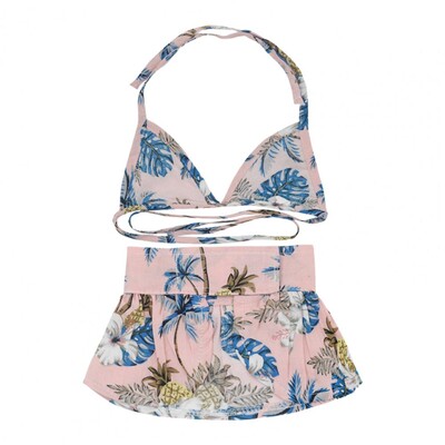 Mājdzīvnieku peldkostīms mīksts mājdzīvnieku bikini kleita šņorējams suņu peldkostīms ar ziedu apdruku kaķu vasaras pludmales svārki peldkostīmi maziem suņiem