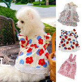 Mājdzīvnieku kokvilnas bikšturi svārki Mājdzīvnieku ziedu svārki suņiem Tīkla kleita Princeses stils Ērts Stilīgs Svaigi Salds Mīlīgs Suņu Apģērbs