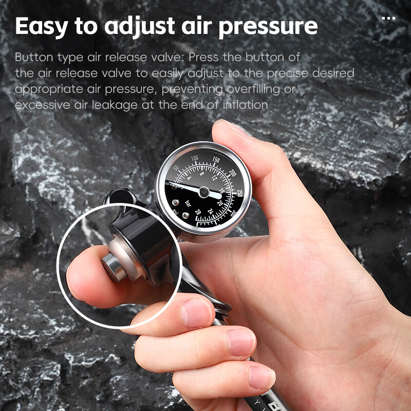 WEST BIKING 400PSI velosipēda gaisa sūknis augstspiediena MTB velosipēda amortizatora sūknis ar mērinstrumentu Schrader vārstu priekšējās dakšas aizmugurējai balstiekārtai