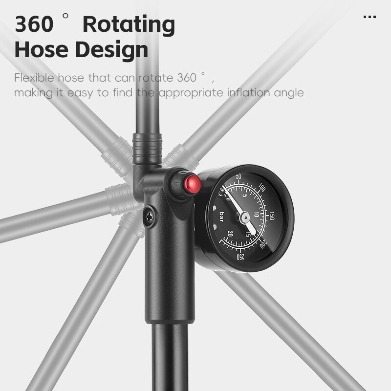 WEST BIKING 400PSI velosipēda gaisa sūknis augstspiediena MTB velosipēda amortizatora sūknis ar mērinstrumentu Schrader vārstu priekšējās dakšas aizmugurējai balstiekārtai