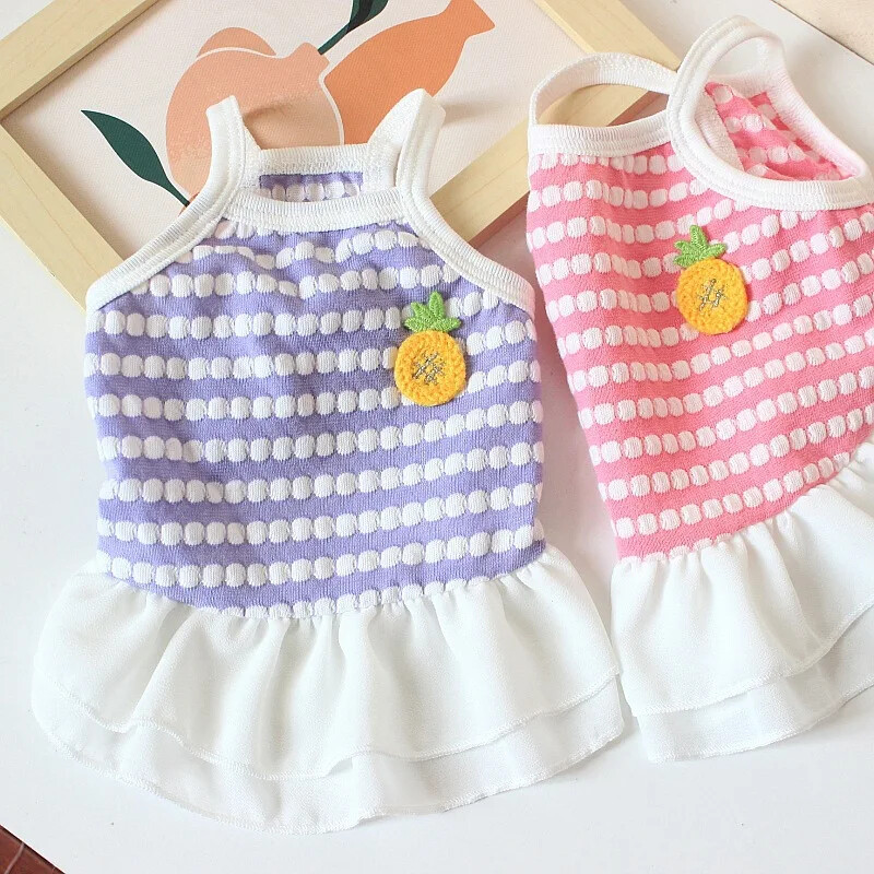 Mājdzīvnieku apģērbi Kaķēnu kucēnu Teddy Bear Pomerānijas suņu apģērbi Vasaras plāna elpojoša princeses kleita