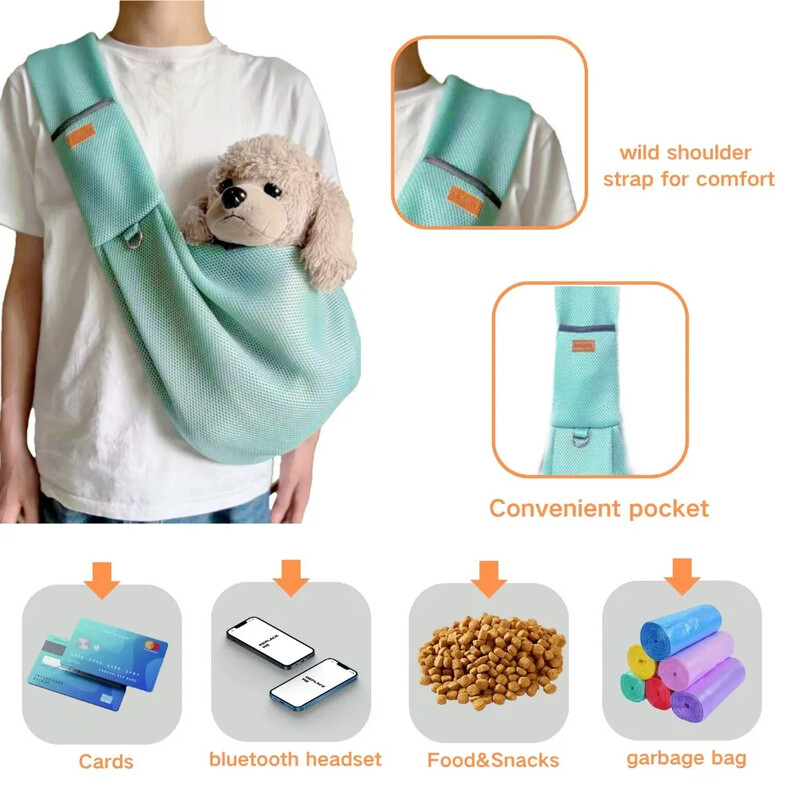 Tīkla elpojoša suņu soma Pet Out Crossbody plecu soma āra ceļojumu pārnēsājama kaķa kucēna siksnas soma Mājdzīvnieku pārnēsāšanas piederumi