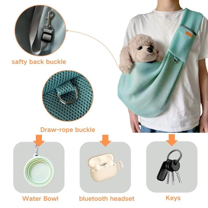 Tīkla elpojoša suņu soma Pet Out Crossbody plecu soma āra ceļojumu pārnēsājama kaķa kucēna siksnas soma Mājdzīvnieku pārnēsāšanas piederumi