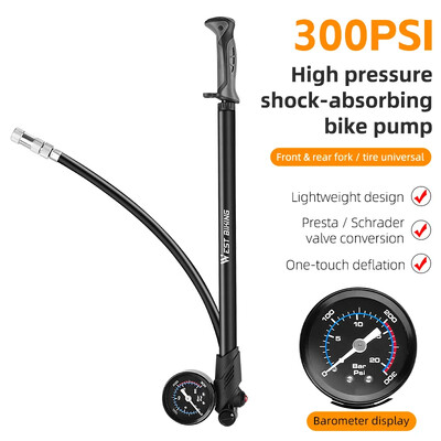 WEST BIKING 300PSI Pumpa za bicikle LCD Digitalni dijaplay Mjerač tlaka zraka Pumpa za bicikle Prijenosni uređaj za napuhavanje guma MTB biciklistička oprema