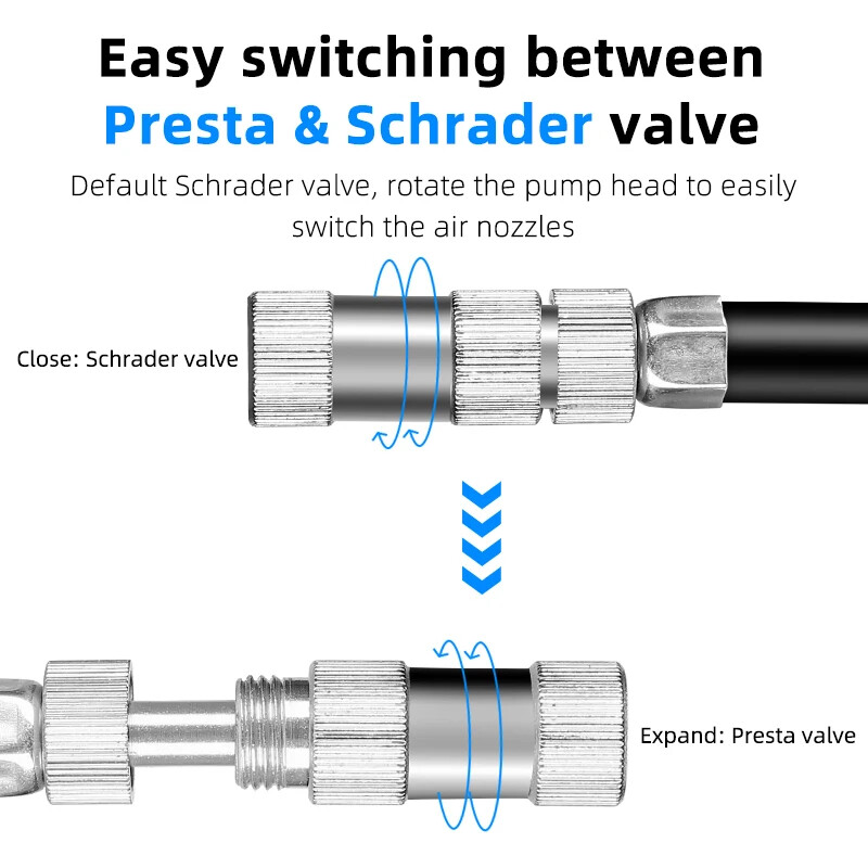 WEST BIKING 300PSI Pumpa za bicikle LCD Digitalni dijaplay Mjerač tlaka zraka Pumpa za bicikle Prijenosni uređaj za napuhavanje guma MTB biciklistička oprema