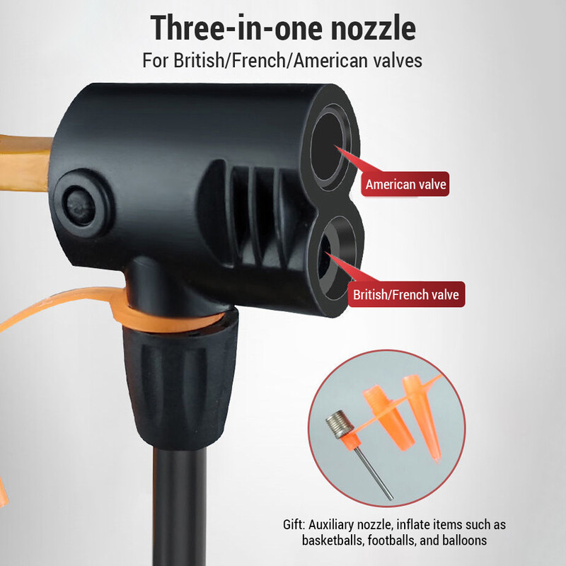 Velosipēdu sūknis ar mērierīci Daudzfunkcionāls piepūšējs velosipēdiem un automašīnām 160PSI ar augstspiediena mērītāju un trīs vienā sprauslas gaisa sūkni