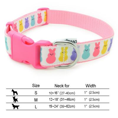 Easter Egg Bunny Pink čvrsta ogrlica za pse, vrhunske podesive poliesterske ogrlice za kućne ljubimce, izdržljive s kopčom B0929