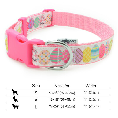 Easter Egg Bunny Pink čvrsta ogrlica za pse, vrhunske podesive poliesterske ogrlice za kućne ljubimce, izdržljive s kopčom B0929