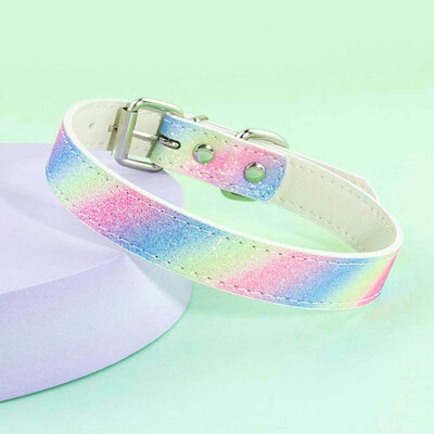 Regulējamas ādas suņu kaklasiksnas gradienta krāsas kucēnu kaklasiksnas maziem un vidējiem suņiem Regulējami mājdzīvnieku aksesuāri collier chien S/M