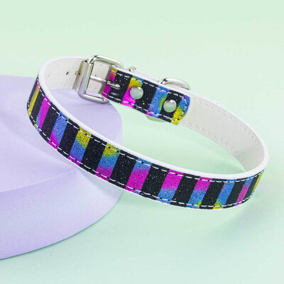 Regulējamas ādas suņu kaklasiksnas gradienta krāsas kucēnu kaklasiksnas maziem un vidējiem suņiem Regulējami mājdzīvnieku aksesuāri collier chien S/M