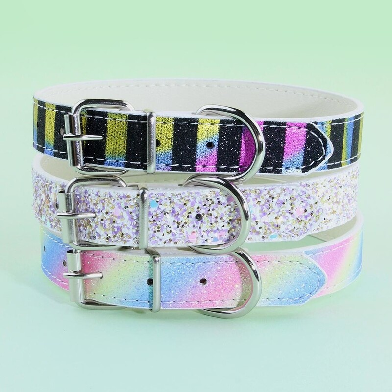 Regulējamas ādas suņu kaklasiksnas gradienta krāsas kucēnu kaklasiksnas maziem un vidējiem suņiem Regulējami mājdzīvnieku aksesuāri collier chien S/M