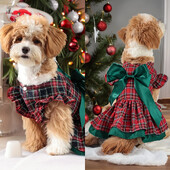 Ziemassvētki Suņu apģērbi Siksniņas Svārki Rudens Ziemas Suņu Apģērbi Svārki Kaķu Kleitas Dambrete Apģērbi Suņiem Ropa para Perros 강아지