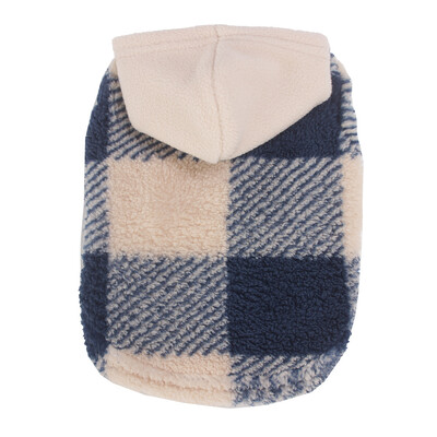 Karirana majica s kapuljačom za pse Božićna odjeća za kućne ljubimce Pulover od flisa s rupom za povodac za male srednje pse, mekana zimska topla majica za pse